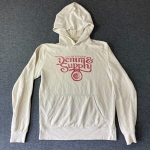 Ralph Lauren Denim & Supply Hoodie Sweatshirt Mens Size Medium M Ivory Logo